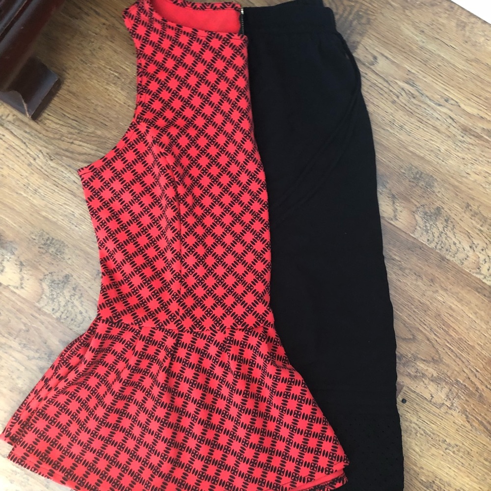 NWT Red and Black Peplum Blouse